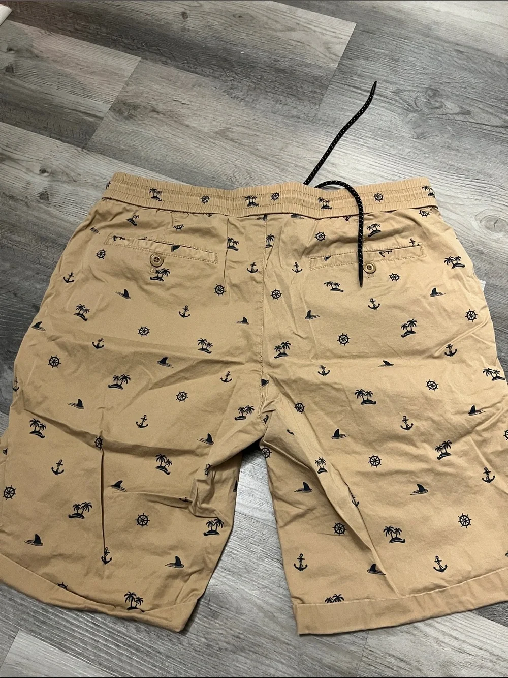 Men's Tan Printed Drawstring Shorts